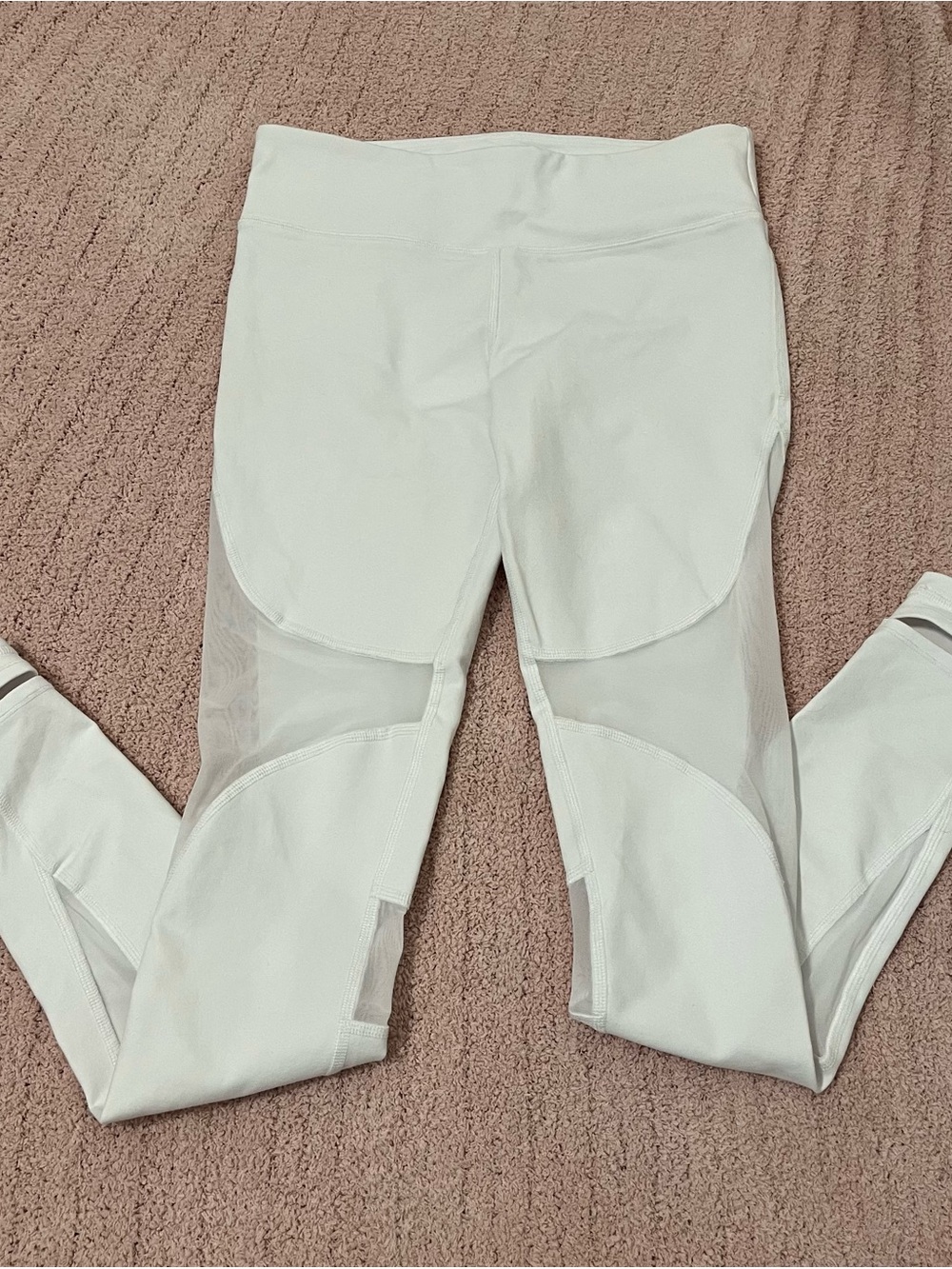 Women's Alo Yoga White Performance Leggings with Mesh Panels Size Medium